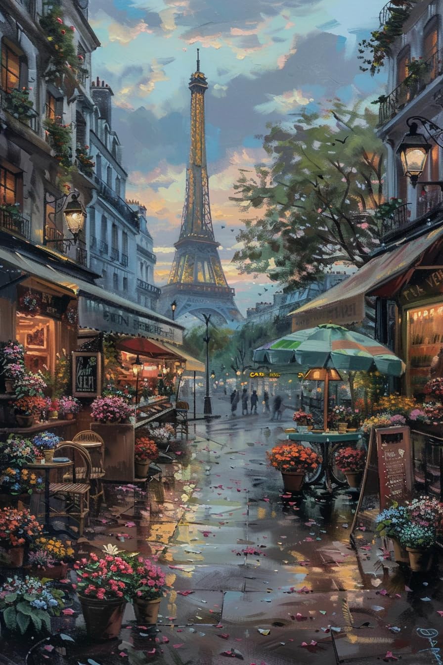 CBAEPS Adult Diamond Painting Art Landscape Kit, Paris Street, A Gift for The Travel Enthusiast, 5D Landscape Full Diamond Painting Art and Crafts Wall Decoration 8x12 Inches CBAEPS