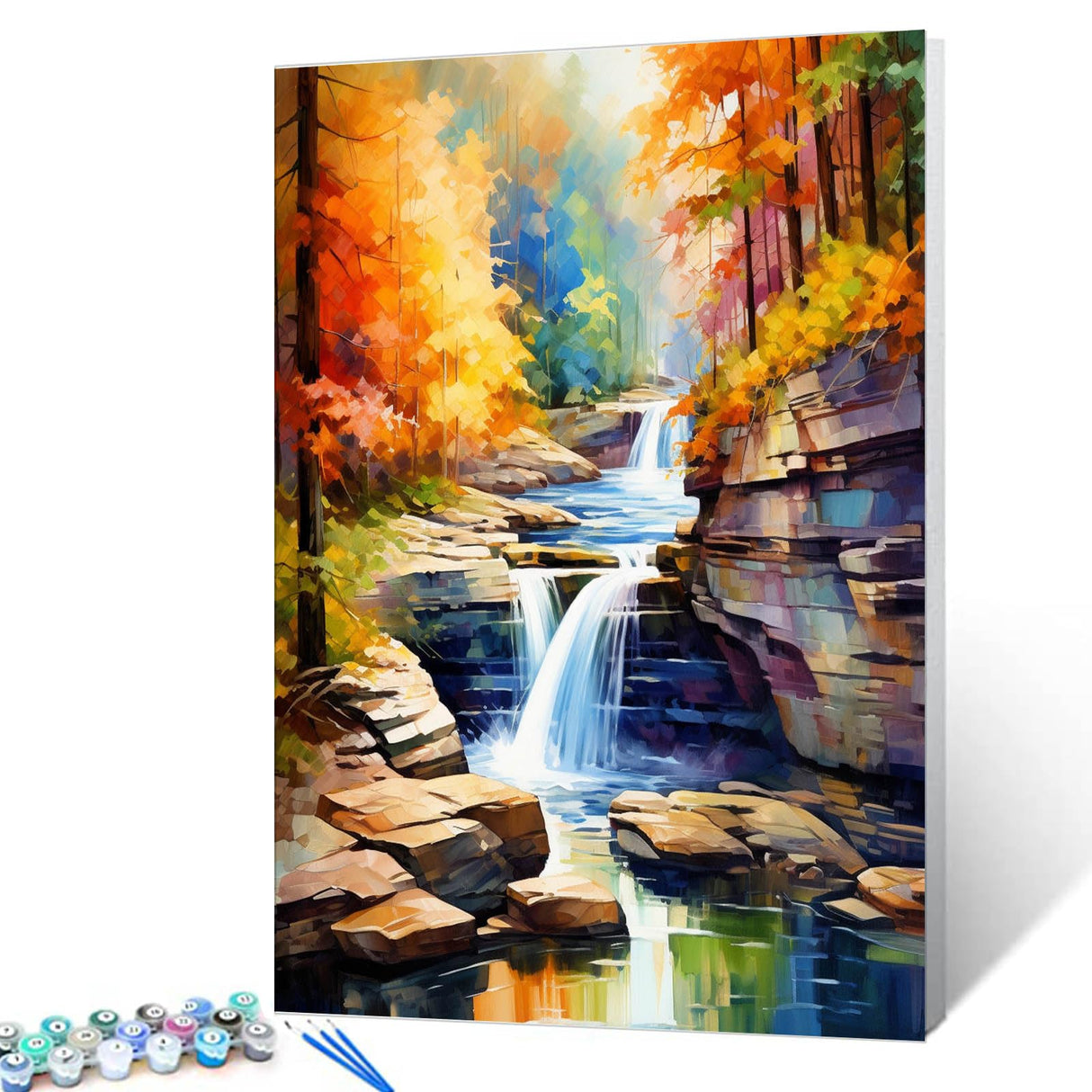 Tucocoo Sandstone Paint by Numbers Kits 16x20 inch Canvas DIY Oil Painting for Adults with Brushes and Acrylic Pigment, New River Falls National Park Landscape Pictures for Home Decor (Without Frame) Tucocoo