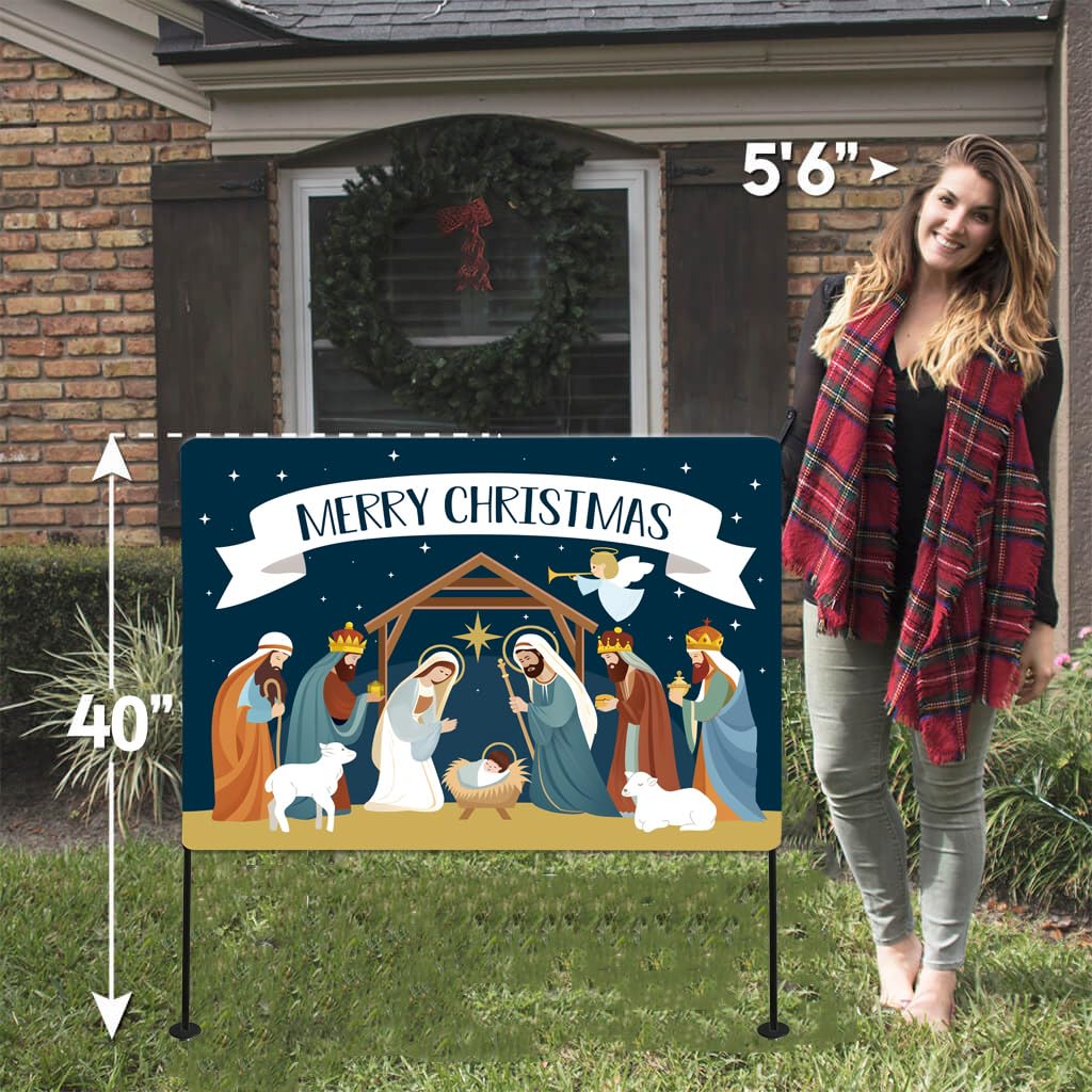 Christmas Decorations Outdoor Yard Nativity Scene Yard Sign reversible Dual Religious Manger Scene Yard Sign for Garden Lawn Christmas Decorations Holy family nativity scenes (Garden Sign Large) Eastsky