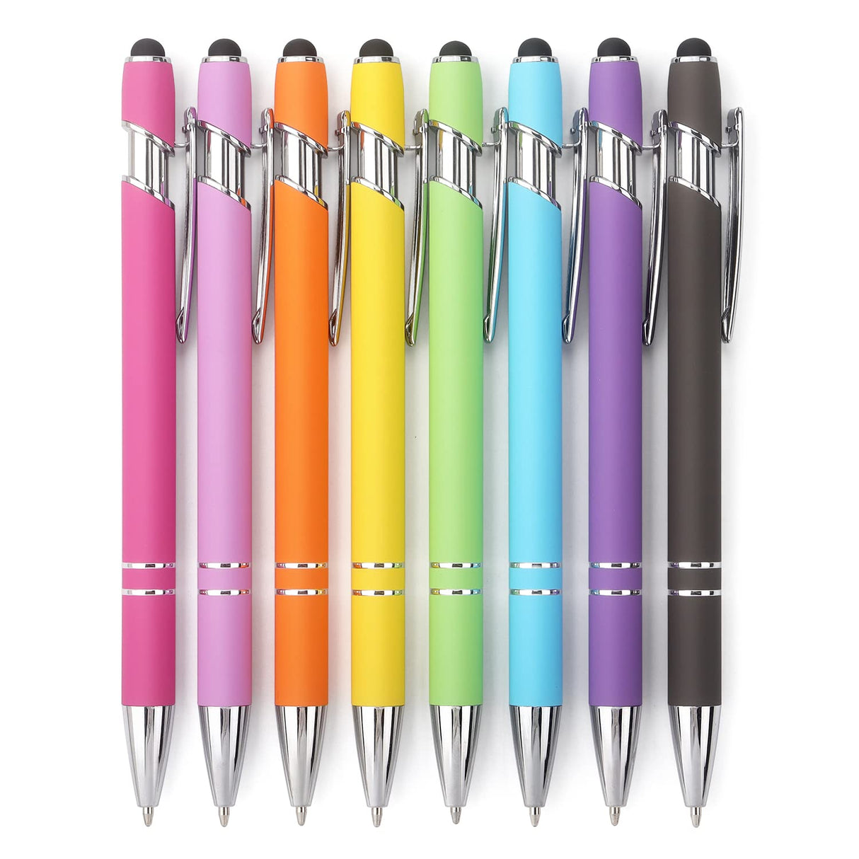 Bribobo 8 Pack Ballpoint Pen 2-in-1 Stylus Retractable Ballpoint Pen with Stylus tip, Metal Stylus Pen for Touch Screens, 1.0 mm Black Ink(Mixed Color) Bribobo
