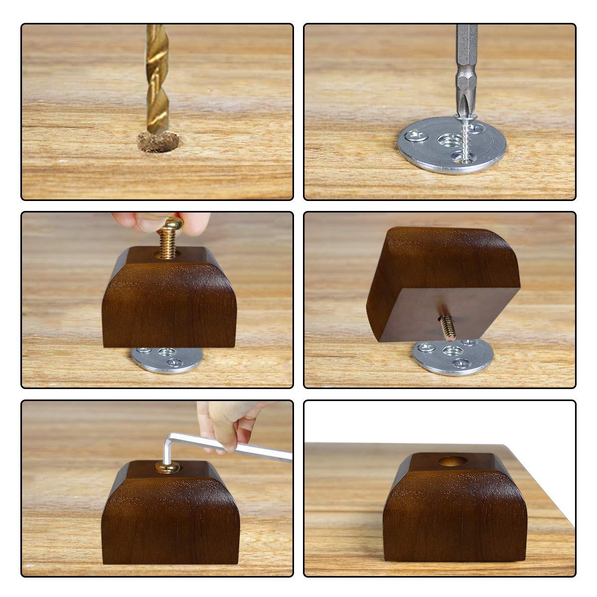 AORYVIC Sofa Legs Square Bed Feet 2 inch Wood Replacement Leg for Furniture Set of 4, Dark Brown AORYVIC