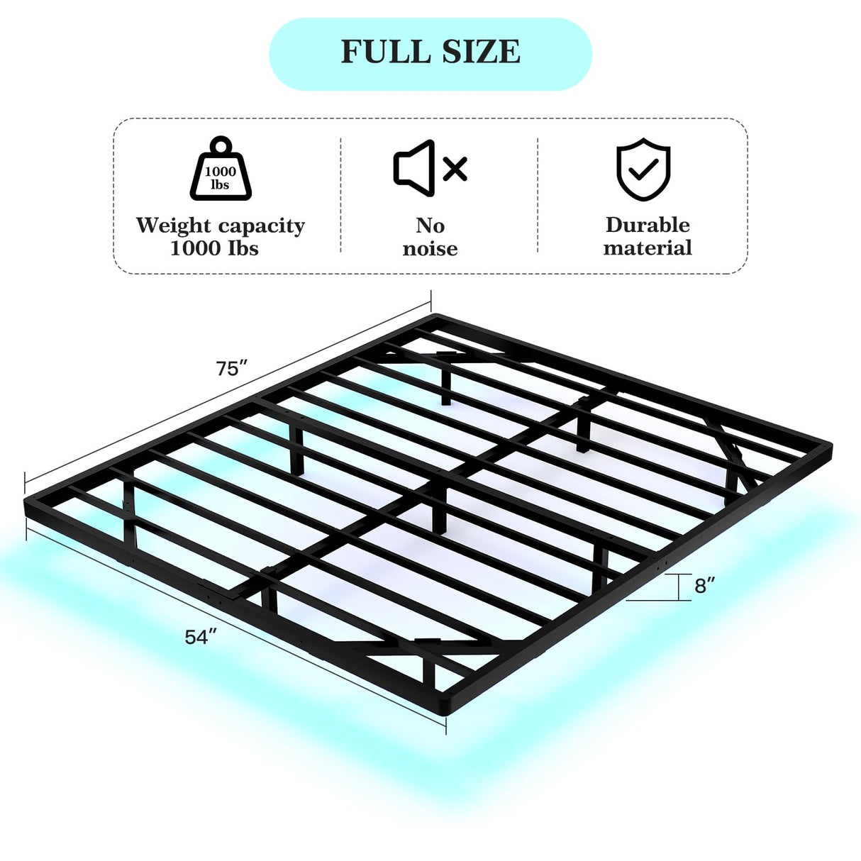 Awesofurni Floating Bed Frame Full Size, Full Bed Frame with Smart LED Lights, Heavy Duty Modern Metal Platform Bed No Box Spring Needed - Easy Assembly and Noise Free Awesofurni
