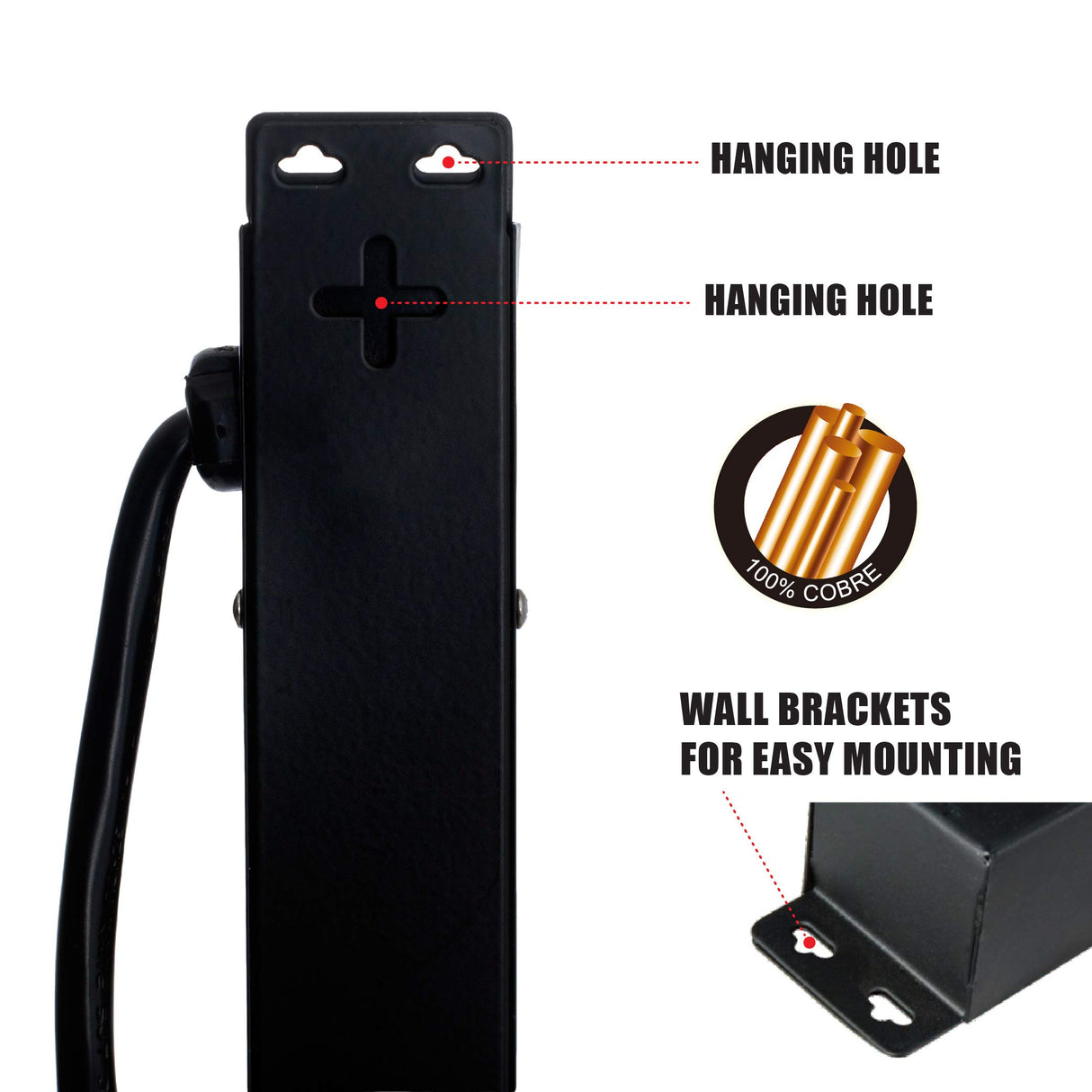 KMC 12 Outlet Heavy Duty Metal Surge Protector Power Strip with 6-Foot Long Extension Cord, 125V/15A, Black KMC