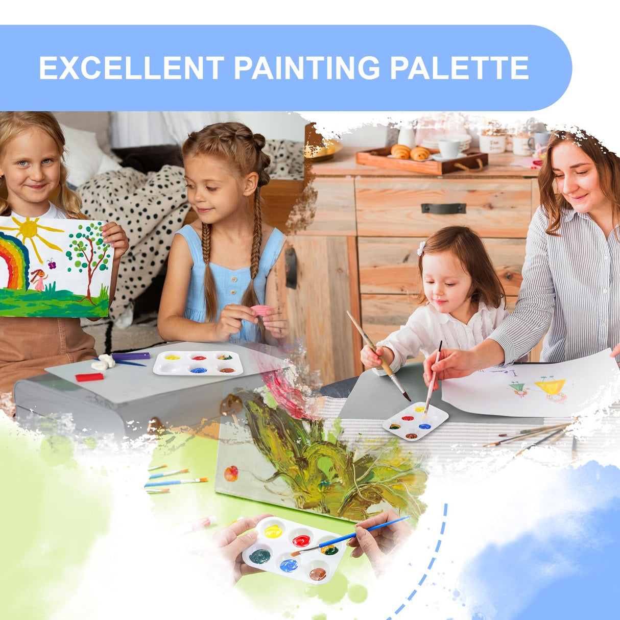 Mltanccy 32 PCS Paint Tray Palette, White Plastic Paint Pallets, 6 Well Rectangular Paint Watercolor Palette for Students, Premium Paint Holder Tray for Painting Party, DIY Craft and Art Class Mltanccy