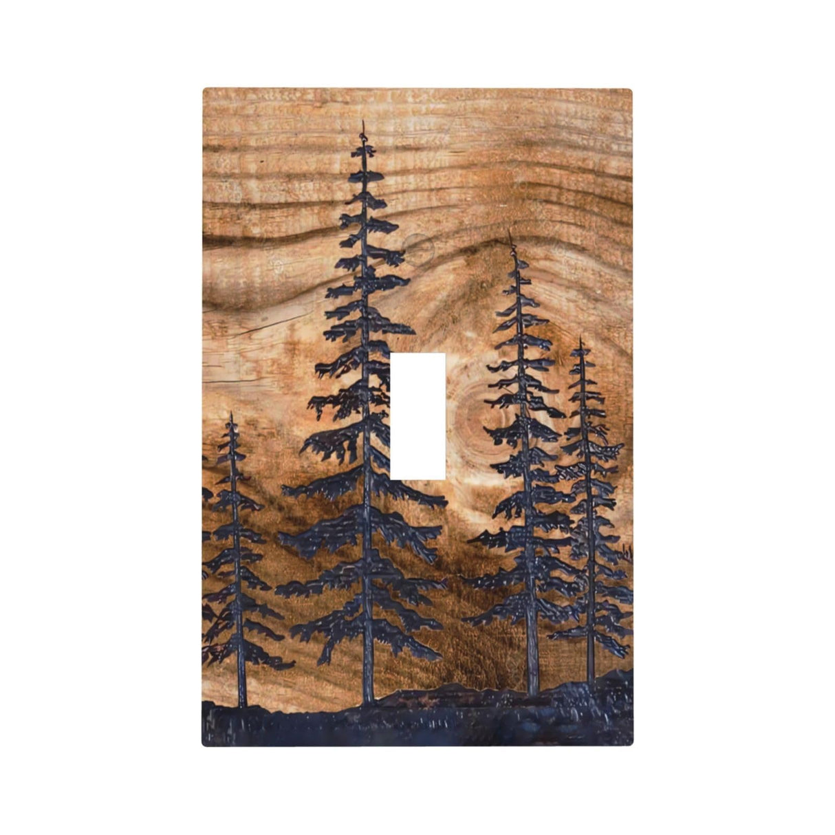 Rustic Pine Tree Wood Grain Light Switch Cover 1 Gang Single Toggle Brown Farmhouse Decorative Wall Plate Electric Faceplate For Kitchen Bedroom Bathroom (Plastic) Wyehjut