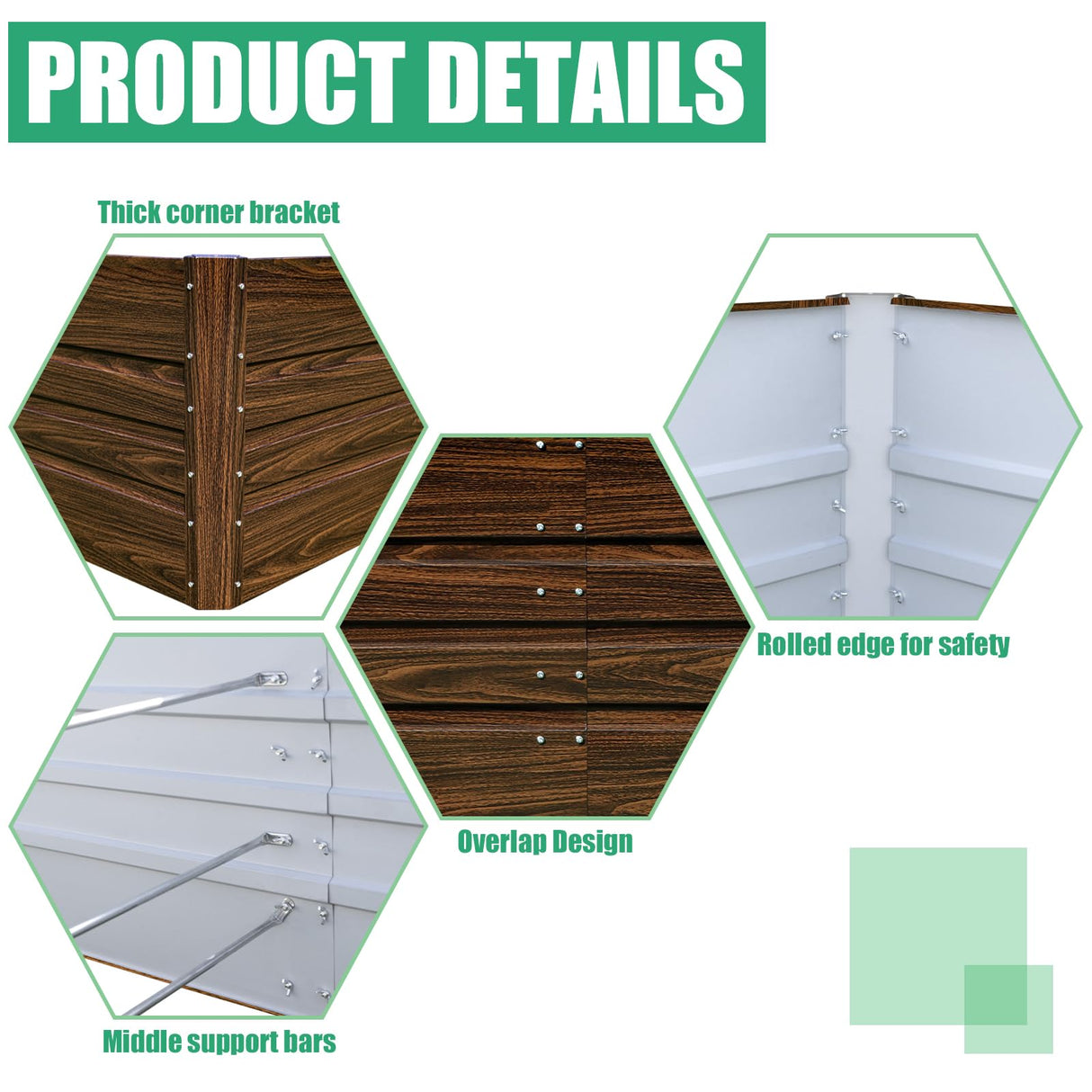 SnugNiture Galvanized Raised Garden Bed 8x4x1FT Outdoor Large Metal Planter Box Steel Kit for Planting Vegetables, Flowers SnugNiture