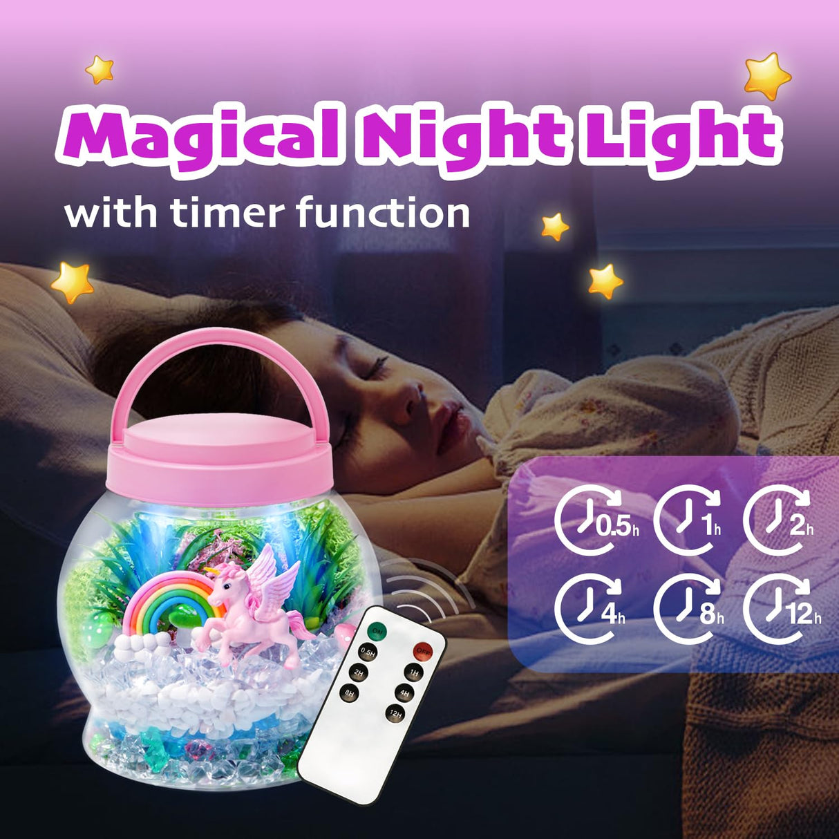 Hasviey Terrarium Kit for Kids, Light Up Unicorn Toys for Girls 6-8, DIY Kids Arts and Crafts Kit with Remote Control, Preschool Learning & Education Science Kits & Toys, Gift Ideas for Birthday Xmas Hasviey