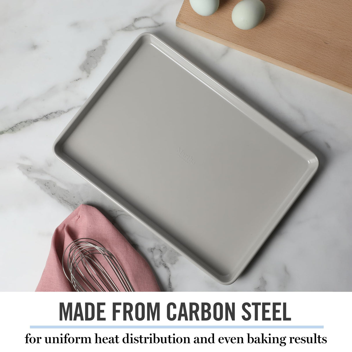 Martha Stewart Gallen 13 x 9 Inch Nonstick Carbon Steel Cookie Sheet - Cool Grey Martha Stewart