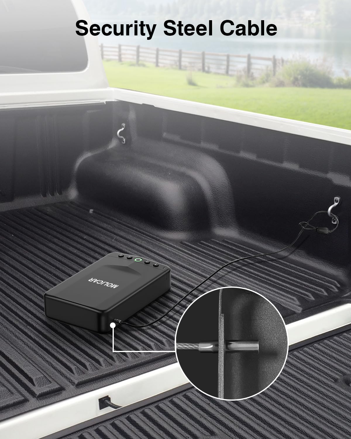 MOLICAR Car Gun Safe, Small Biometric Gun Safe for Handgun, Portable Fingerprint Quick Access Pistol Safe for Nightstand Bedside MOLICAR