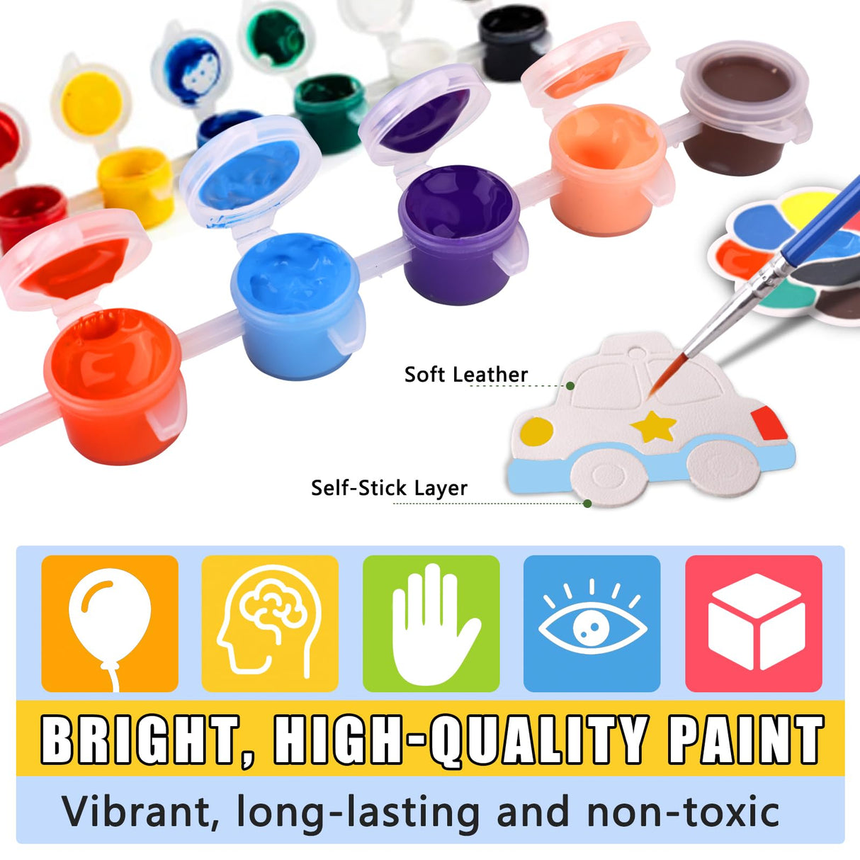 Magnetic Mini Tile Art-DIY Craft Kits for Kids,Fridge magnet painting kit for kids Ages 4-8,Soft Leather Fridge Magnets Craft Paint Set Animals & Vehicles,Party Favors for Kids 8-12 DerzuanAscent