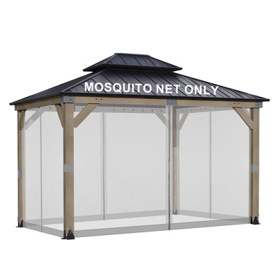 BPS 12' x 14' Gazebo Universal Mosquito Netting Screen Replacement, 4-Panel Screen Walls with Double Zippers for Outdoor Patio, Gray (Mosquito Net Only)