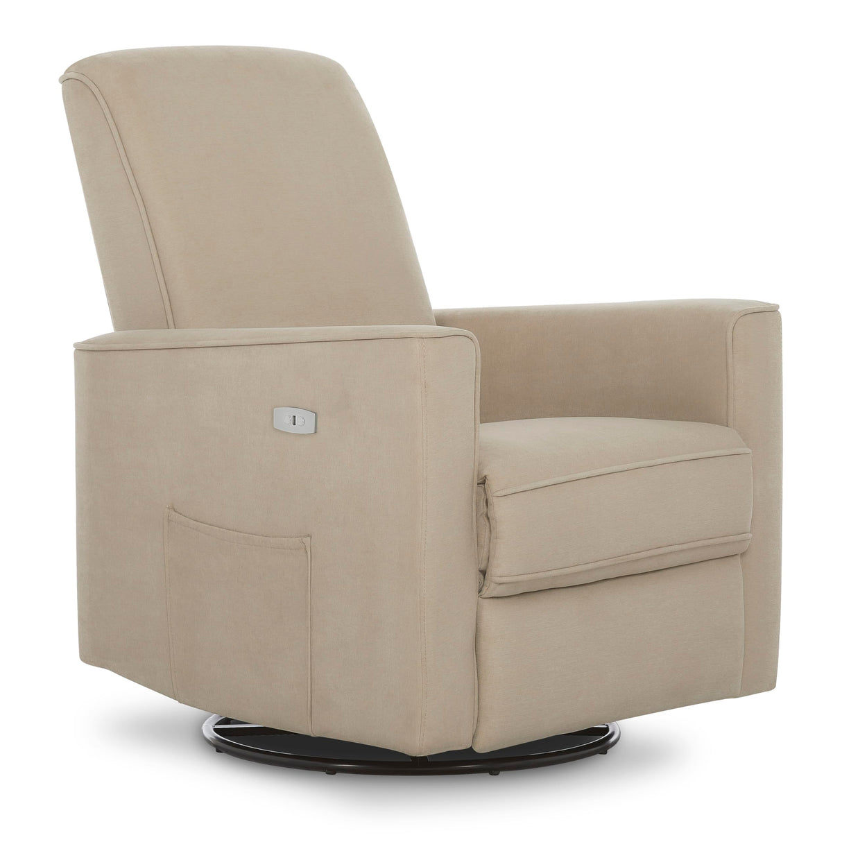 Evolur Harlow Upholstered Power Glider Recliner with USB Charging – Rocking & 360° Swivel with Smooth Glide – Greenguard Gold & FSC Certified – Modern Nursery and Living Room Chair in Fawn Evolur