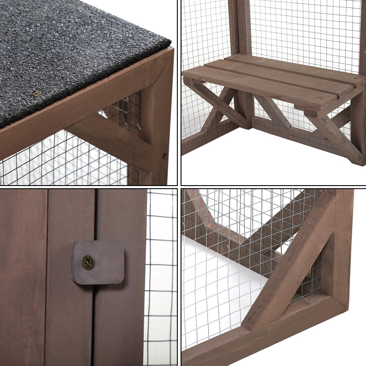 NBTiger Wood Cat Enclosure Catio Cage Pet Playhouse Run House Cage with 3 Activity Platforms, Small Animals Outdoor Pet Kennel Playpen 71'' x 32'' x 43'' NBTiger