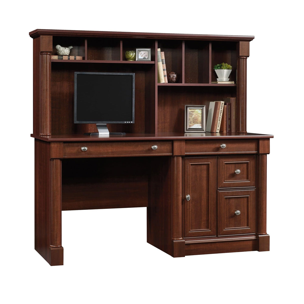 Sauder Palladia Computer Desk and Hutch, Select Cherry finish Sauder