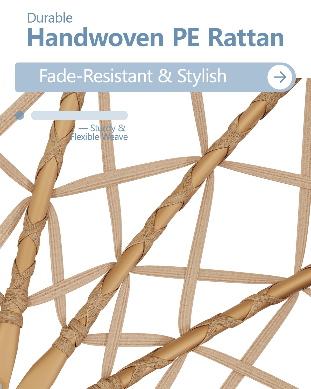 SWITTE Egg Chair Outdoor with Stand, Indoor Wicker Hanging Egg Swing Chair with Cushion, 400LBS Capacity for Patio, Bedroom & Garden - Cream SWITTE