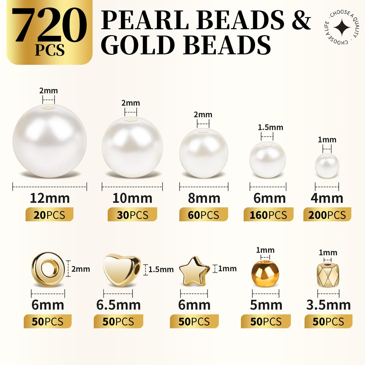 LEOBRO Pearl Beads for Bracelets, 720PCS Bracelet Making Kit for Adult, Friendship Bracelet Kits, Bracelet Bead Kits, Small Pearl Beads and Gold Beads Beading Kit for Bracelets, Jewelry Making Kit LEOBRO