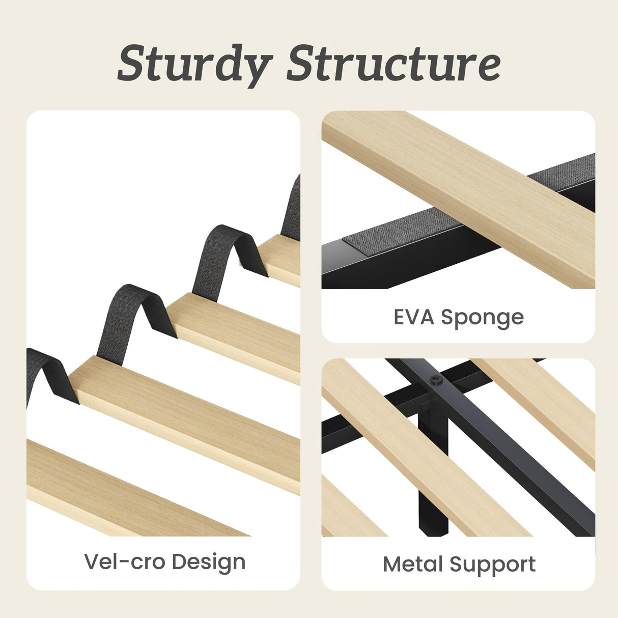 Fluest King Bed Frame, Platform Bed with Velvet Upholstered Headboard, No Box Spring Needed, Sturdy Metal Support, Noise Free, Easy Assembly, Mattress Foundation, Modern Bedroom Furniture, Beige Fluest