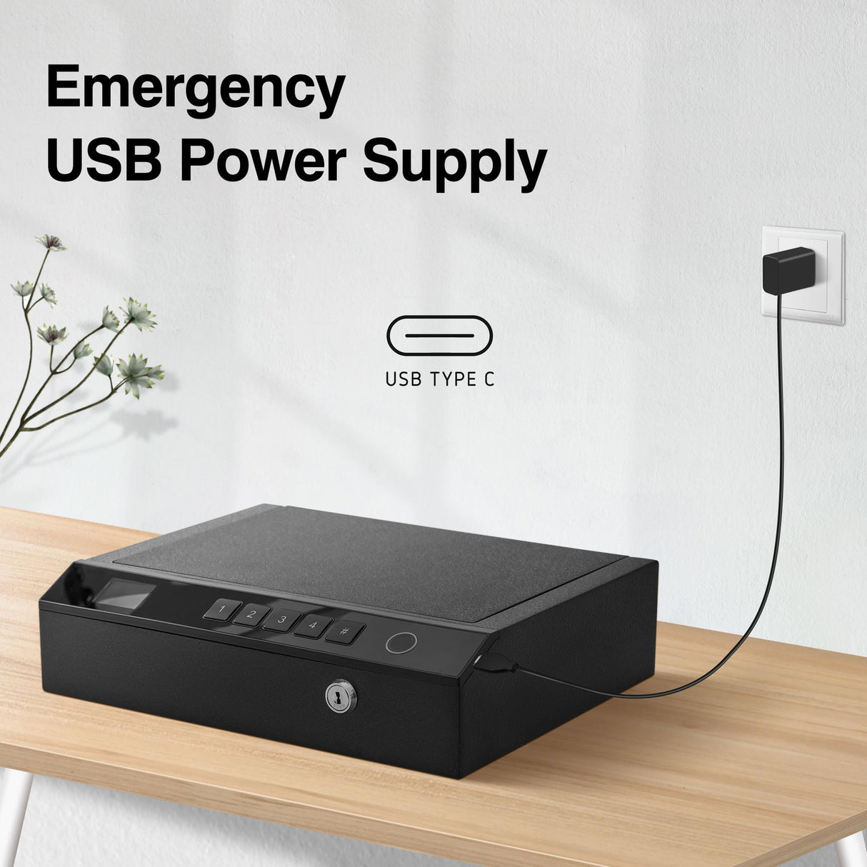 Sgorlds Biometric Gun Safe for Handgun with LCD Display of Temperature Humidity, Fingerprint Quick Access Pistol Safe with USB C Port, 12.6"x 10.24"x 3.15", Black Sgorlds