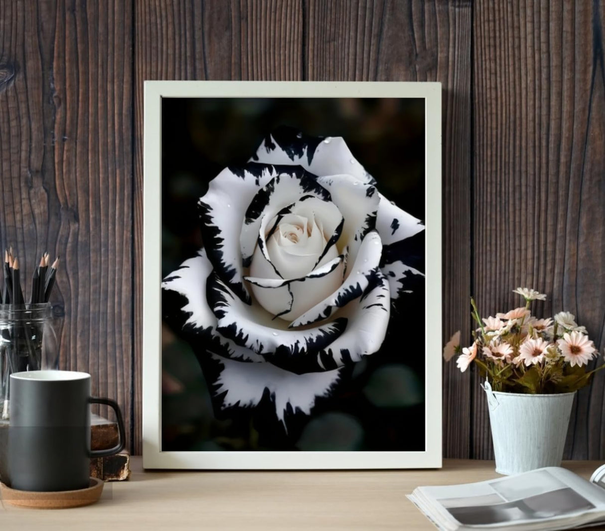 BYGFHLYW Diamond Painting Kits for Adults, White Rose Flower Diamond Art Kits for Adults Beginner, 5D DIY Full Drill Diamond Dot Gem Art Home Wall Decor 12x16inch BYGFHLYW