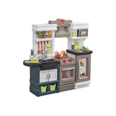 Step2 Modern Metro Kids Kitchen Playset, Indoor/Outdoor Kitchenette, Interactive Play with Lights and Sounds, Made of Durable Plastic, Includes 33 Piece Toy Accessories, For Toddlers 2+ Years Old
