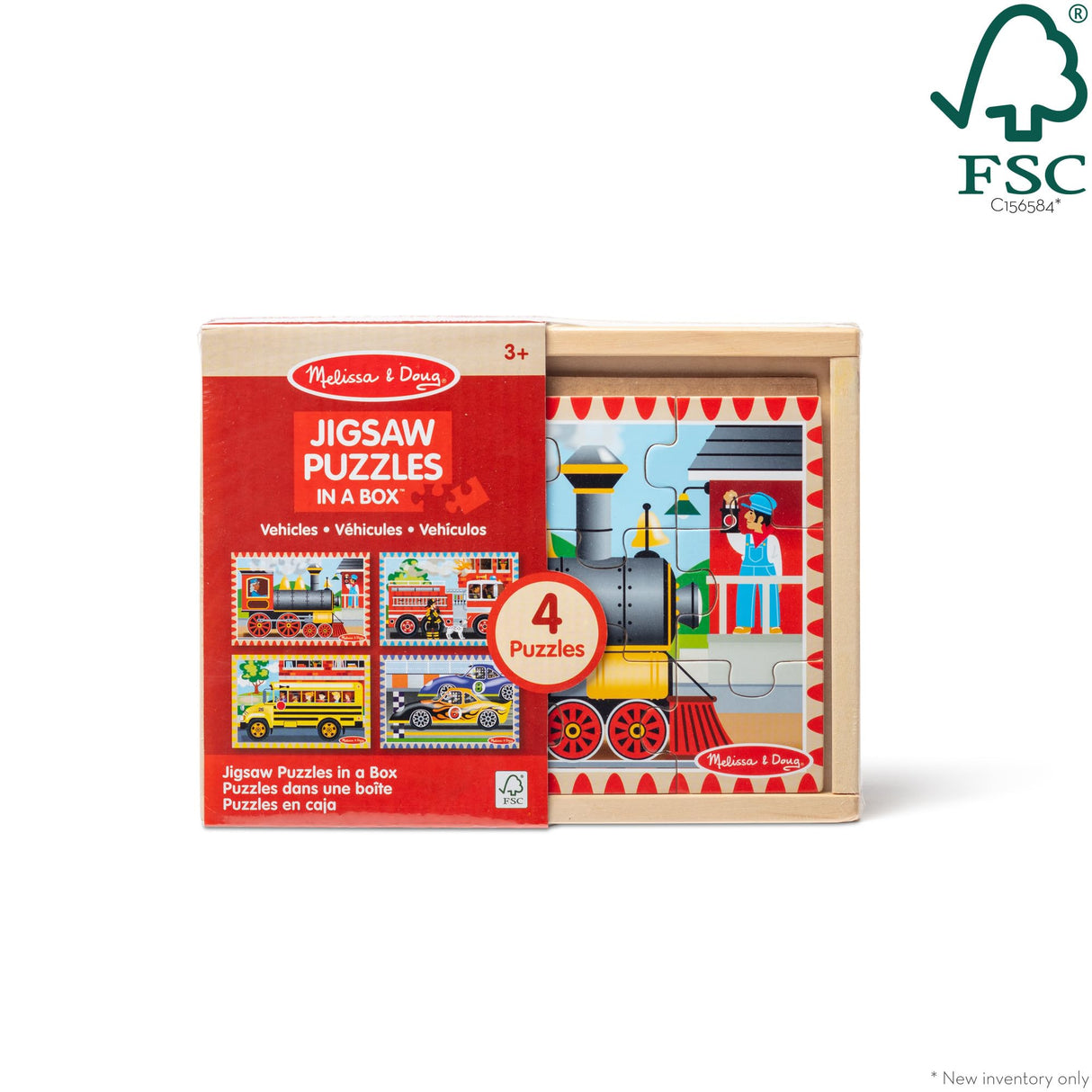 Melissa & Doug Vehicles 4-in-1 Wooden Jigsaw Puzzles in a Storage Box (48 pcs) - FSC Certified Melissa & Doug