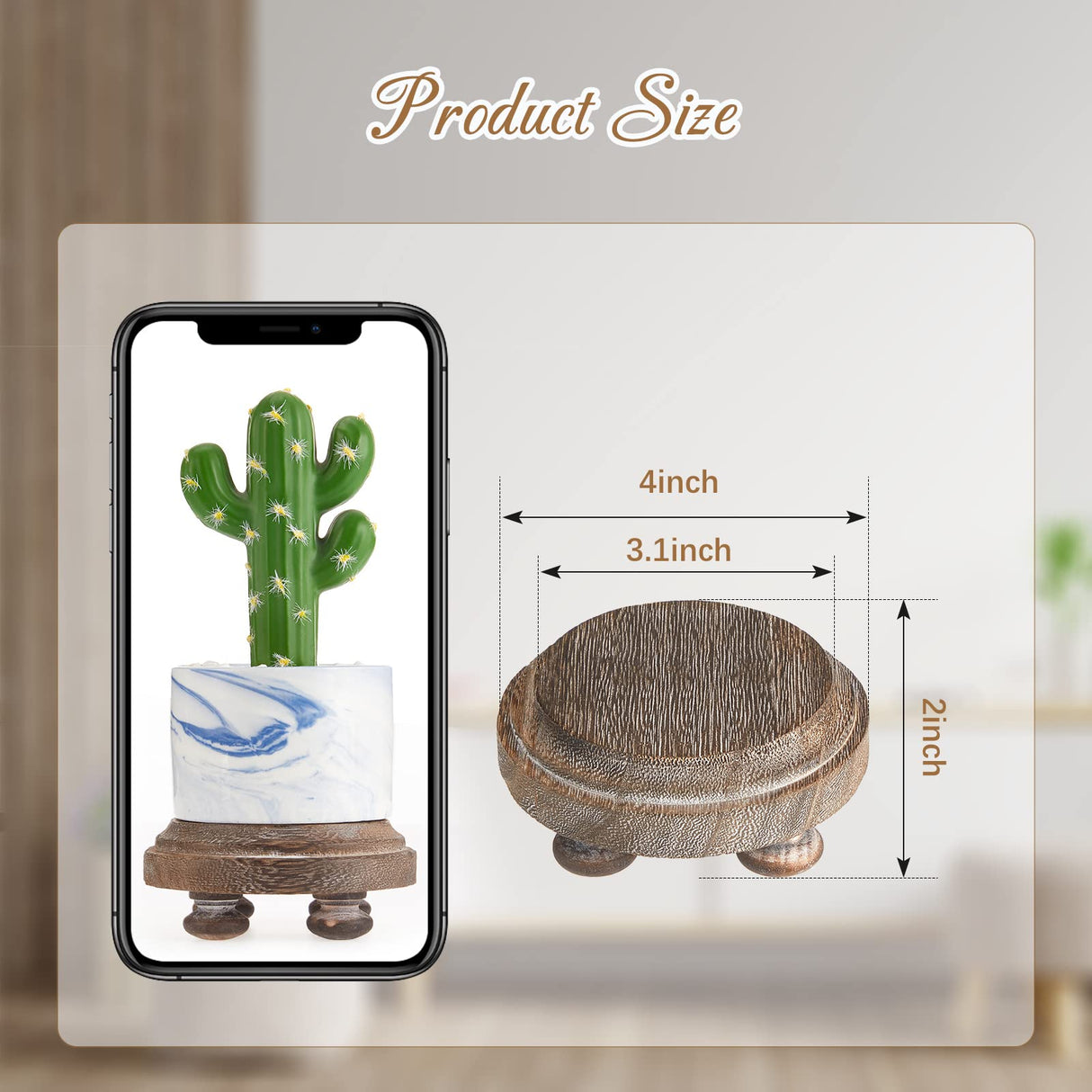 Yalikop 2 Pieces Wood Risers for Decor Farmhouse Wood Riser Rustic Pedestal Wood Pedestal Mini Riser Stand for Tiered Serving Stands Farmhouse Cake Food Plant Display Decor Yalikop