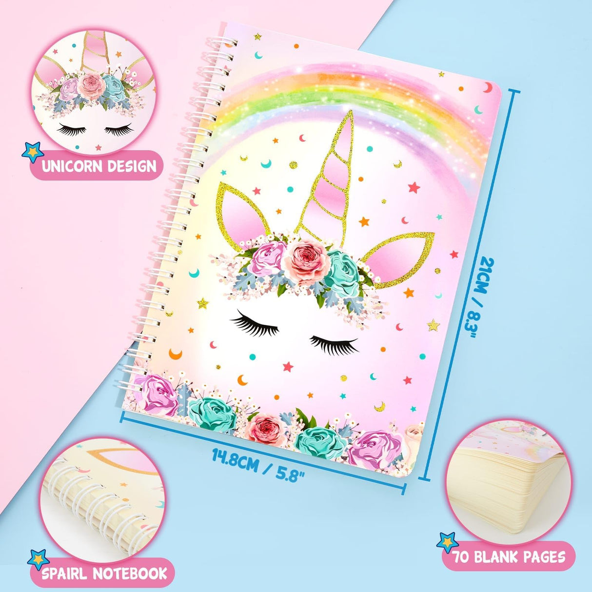 DIY Journal Kit for Girls - 66 Pcs Kids Unicorn Diary Set Girls Stationery Set Scrapbook Diary Journaling Art Crafts Set Unicorn Gift Kit School Supplies Birthday Gift for Girls Ages 8 9 10 11 12 Year Old WERNNSAI