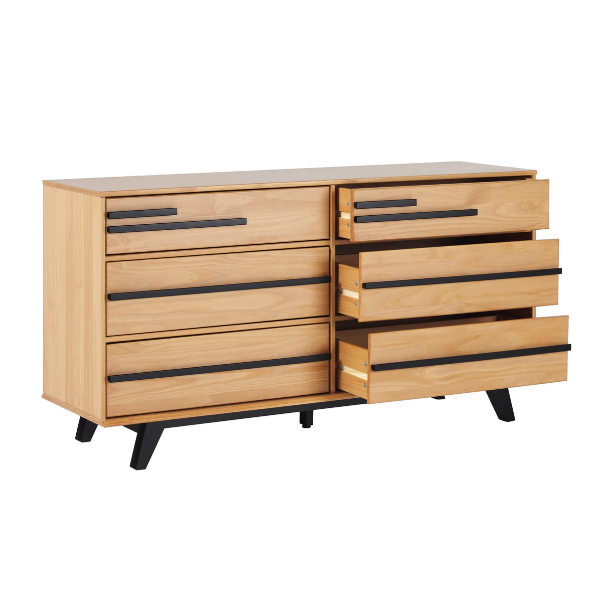 Walker Edison Malhia Minimalist Solid Wood 6-Drawer Dresser Bedroom Storage, 60 Inch, Natural Pine Walker Edison