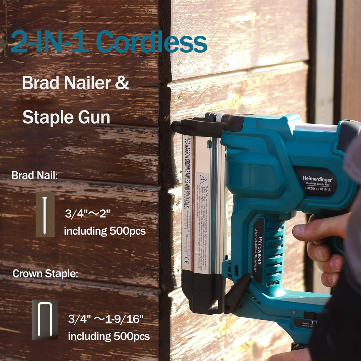 18 Gauge Cordless Brad Nailer for Makita 18V Battery, 2 in 1 Battery Powered Stapler/Nail Gun Drives 2'' Nailer for Upholstery and Woodworking Heimerdinger