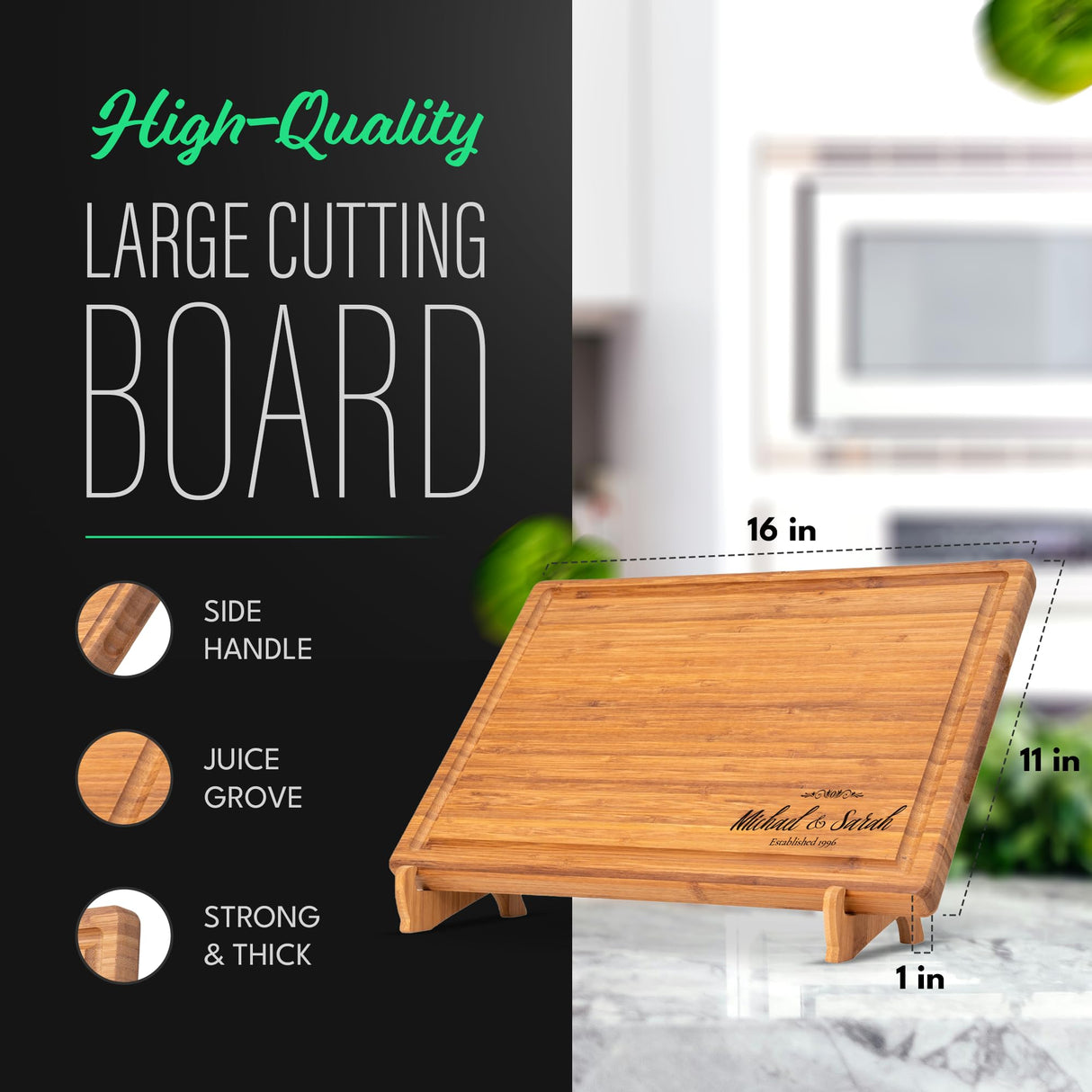 Personalized Cutting Board Customized Charcuterie Board Perfect for Weddings, Anniversaries, and Housewarmings Includes Gift Box and Stands. BrightTexts