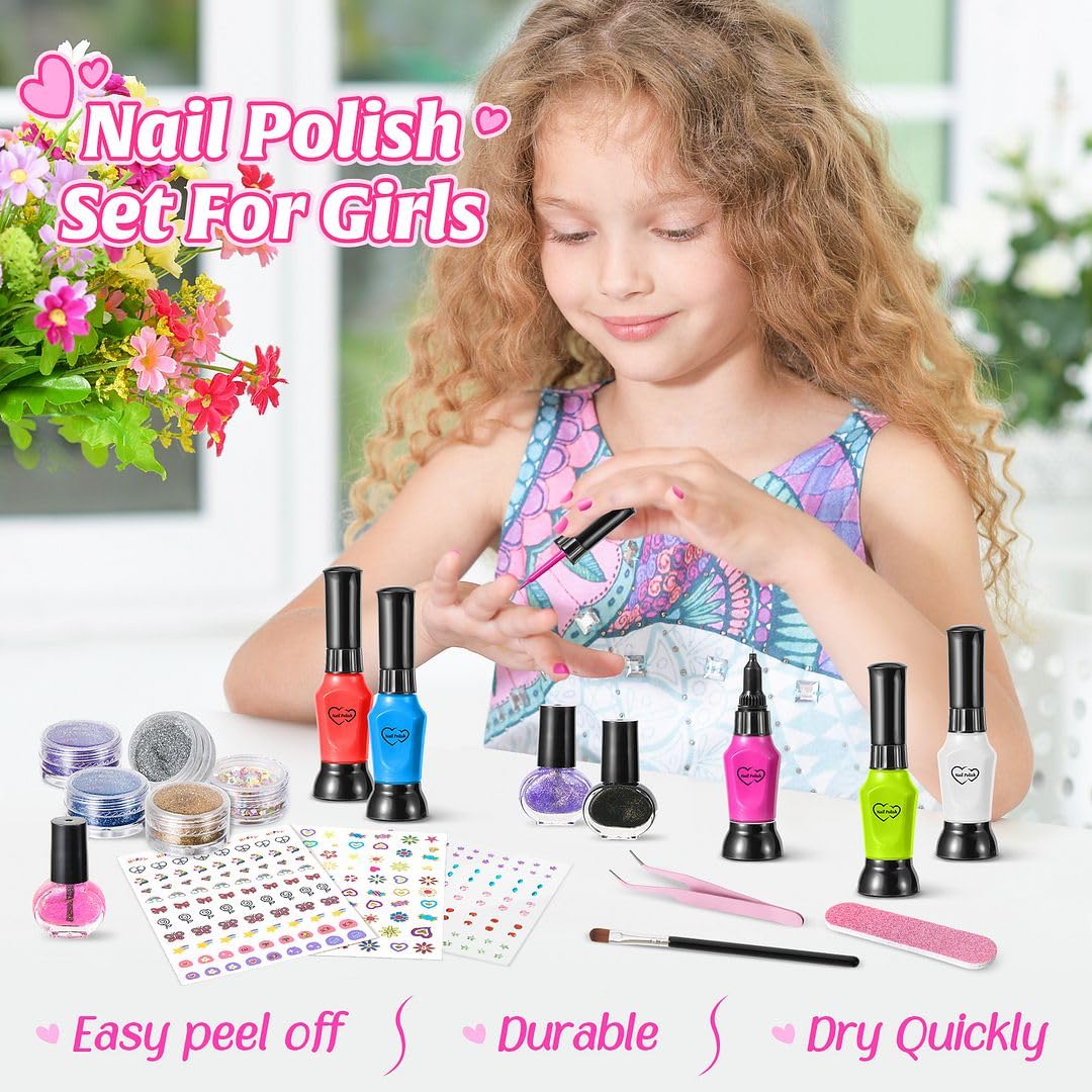 Shemira Nail Art Kit for Girls, Nail Polish Kit for Kids Ages 7-12 Years Old, Ideal Birthday Gift for Girls 7 8 9 10 11 12 Years Old, Nail Polish GIft Set for Teens Shemira