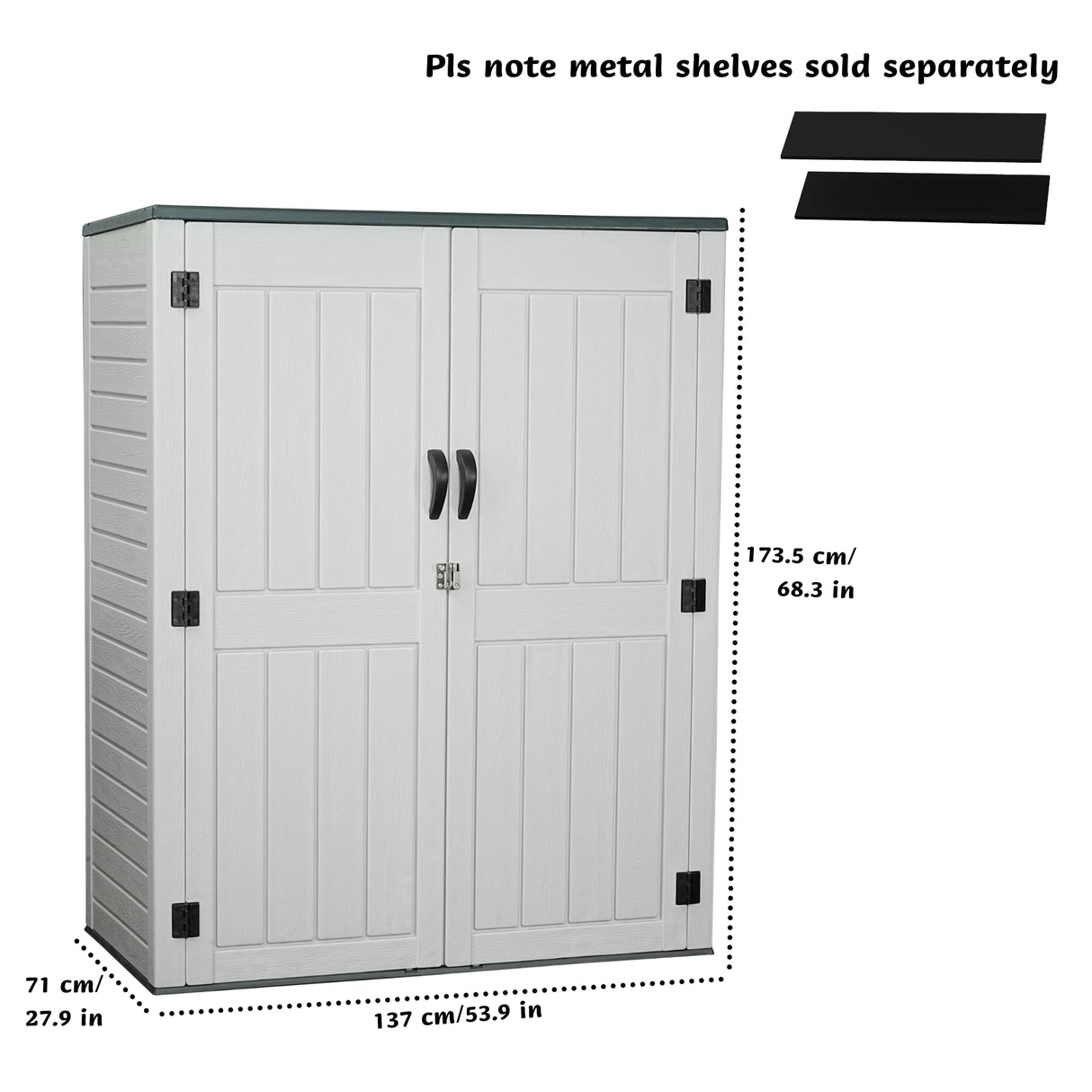 EHHLY Vertical Resin Storage Shed, 60 Cuft Garden Tool Sheds & Outdoor Storage, Plastic Outdoor Storage Cabinet Waterproof, 5.6 x 2.3 ft Backyard Outside Lawn Mower Storage Shed, White EHHLY