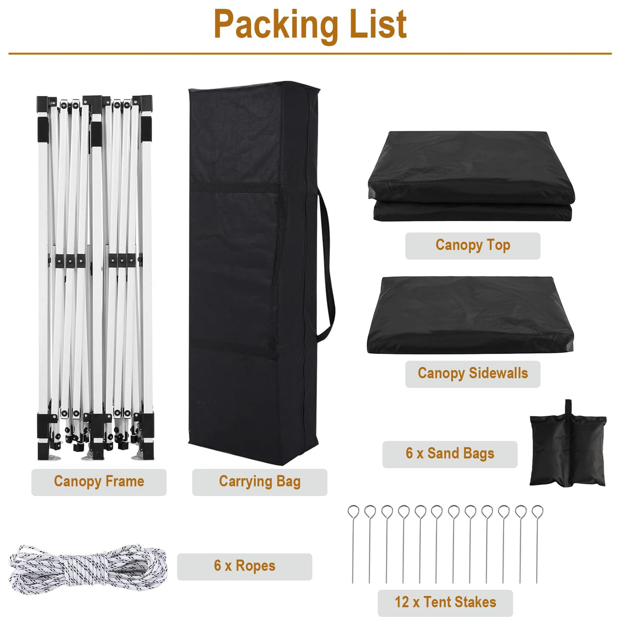 Susici 10x20 Pop Up Canopy Outdoor Tent Party Tent with 6 Sidewalls, Wedding Party Tent Outdoor Canopy Waterproof UV50 Canopy Tent Event Shelter for Parties, 6 pcs Weight Bag,Carry Bag,Black susici