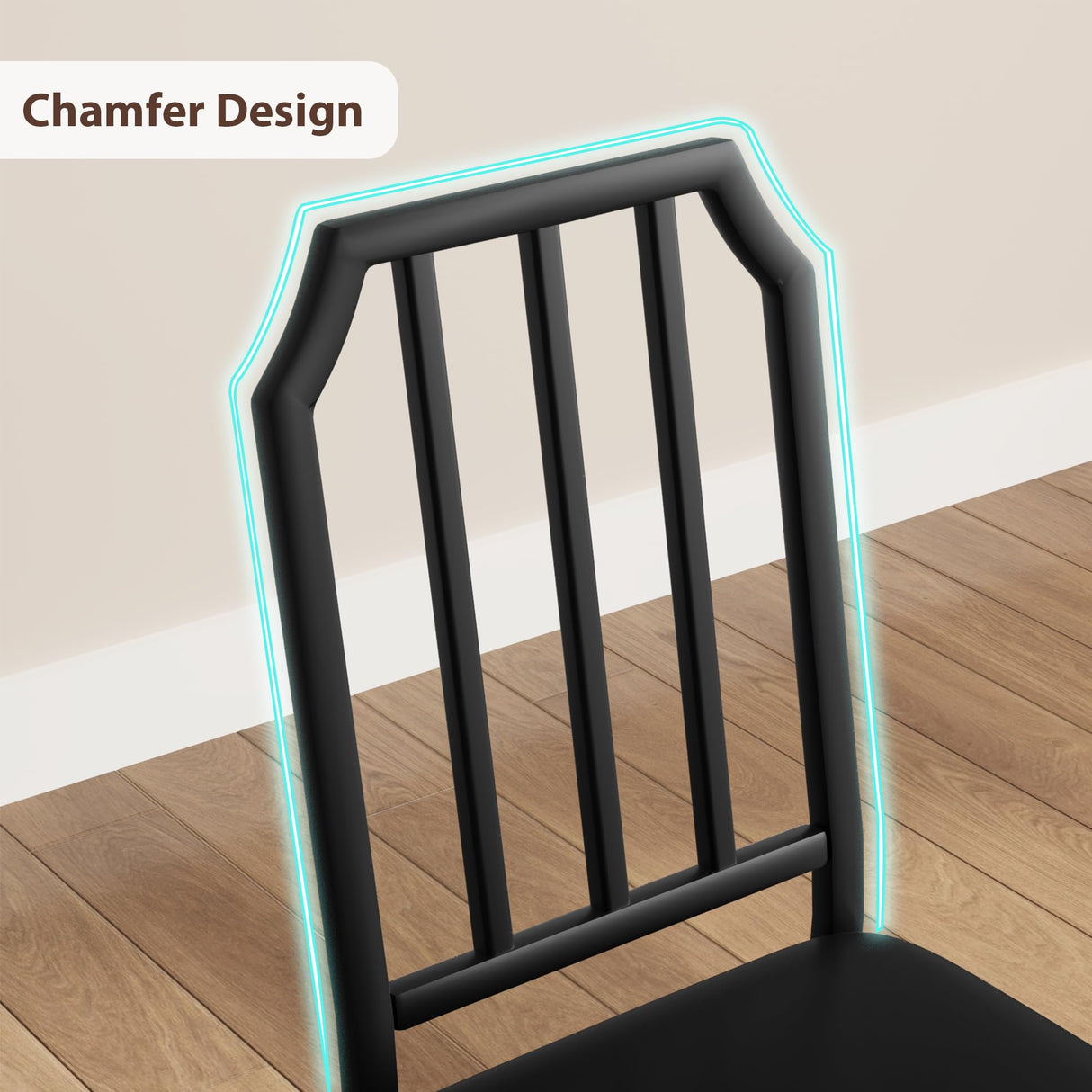 IDEALHOUSE Dining Table Set for 2, Kitchen Table Chairs Set of 2 with Ultra Comfortable PU Cushion, Dining Room Table Set for 2 Furniture with Kitchen Chairs Suitable for Small Space - Black Glass IDEALHOUSE