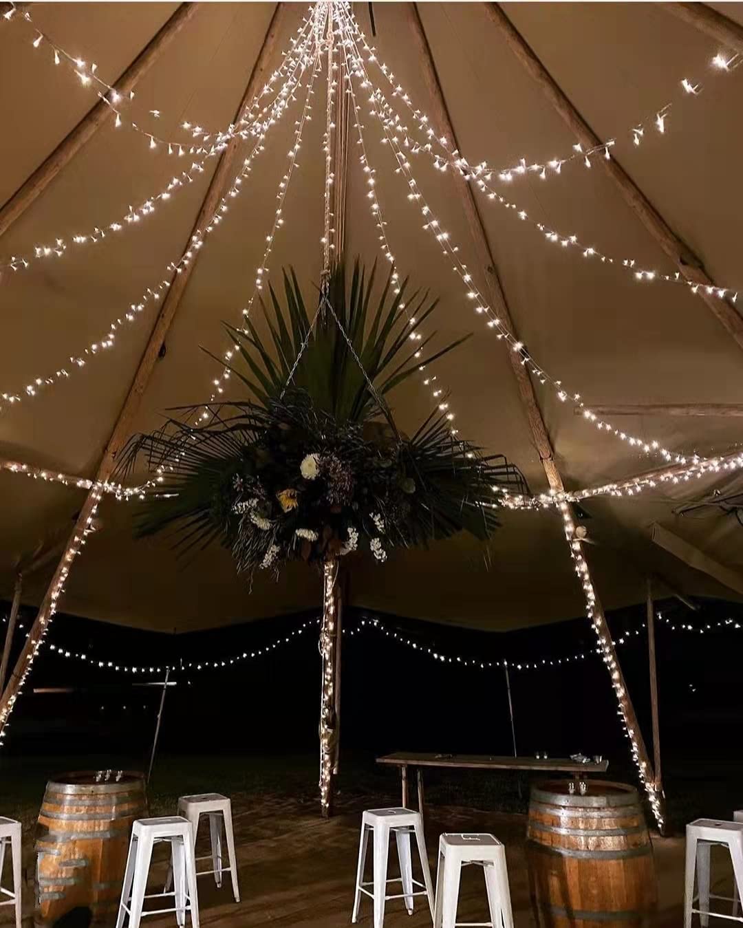 OZS 2Pack 164ft 400 LED String Lights Outdoor/Indoor, Extendable Electric Lights for Christmas Trees, Waterproof 8 Modes Green Wire Electric Holiday Lights for Christmas Decorations (Cool White) OZS