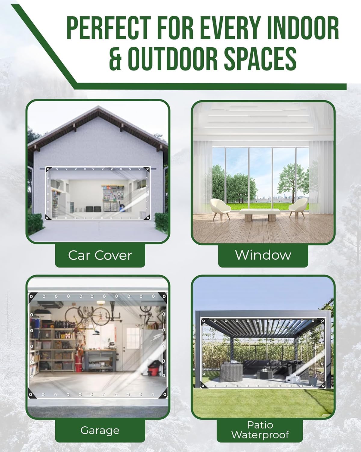 FoundGo 10' x 12' Clear Tarps Heavy Duty PVC Vinyl 20 Mil Thick Tarpaulin, Glass Tarpaulin with Metal Grommets, Protects Against Water, UV-Ray, Tear, Cold Weather Resistan FoundGo