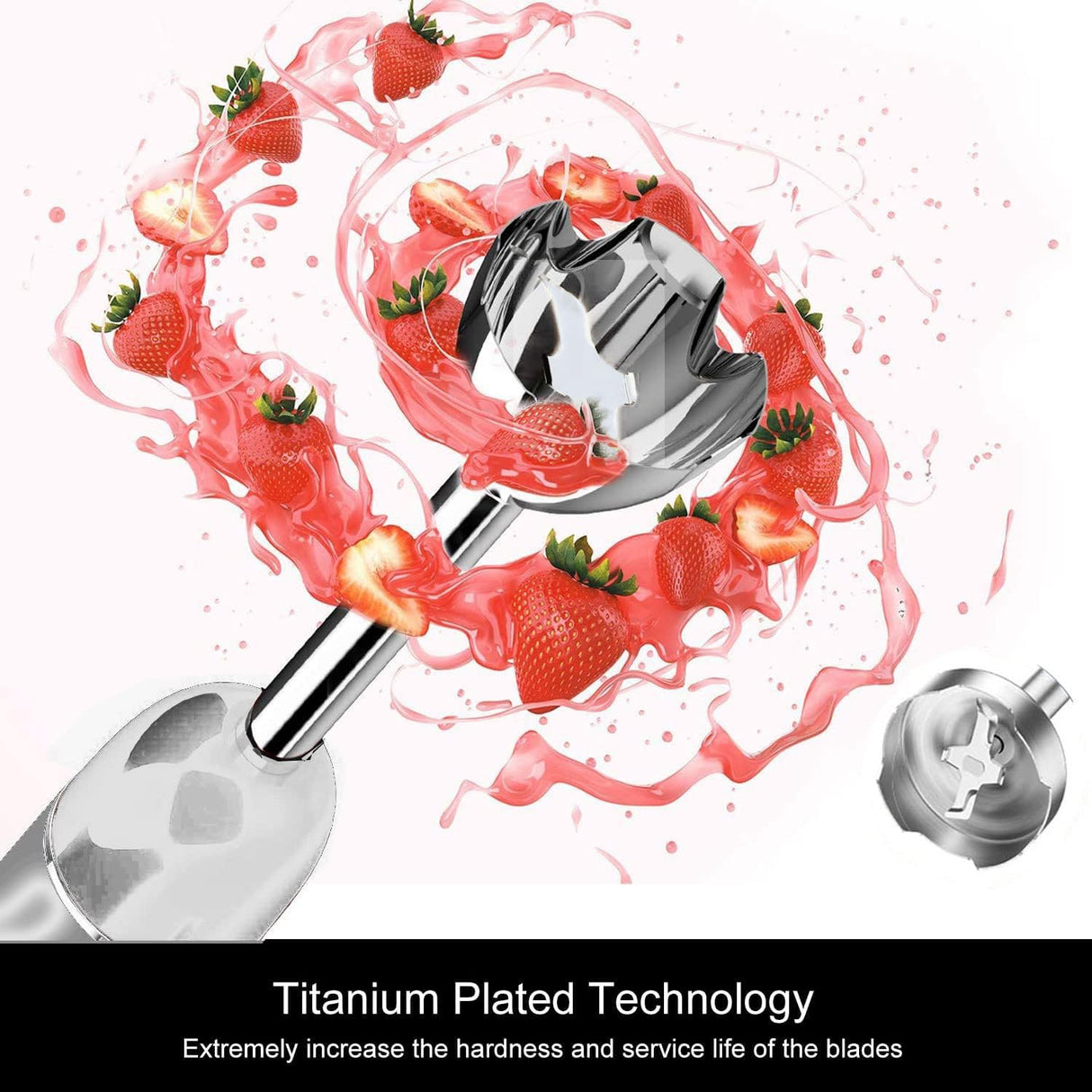 MegaWise Pro Titanium Reinforced 3-in-1 Immersion Hand Blender, Powerful Copper Motor with 80% Sharper Blades, 12-Speed Corded Blender, Including Dish Washer Safe Whisk and Milk Frother MEGAWISE