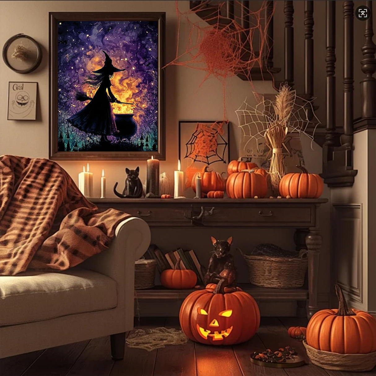 Aestalrcus Halloween Paint by Numbers Kit for Adults, Halloween Witch Paint by Numbers for Adults Beginner, Painting by Numbers Kits, Relaxation Home Wall Decoration and Gifts 16x20inch Aestalrcus