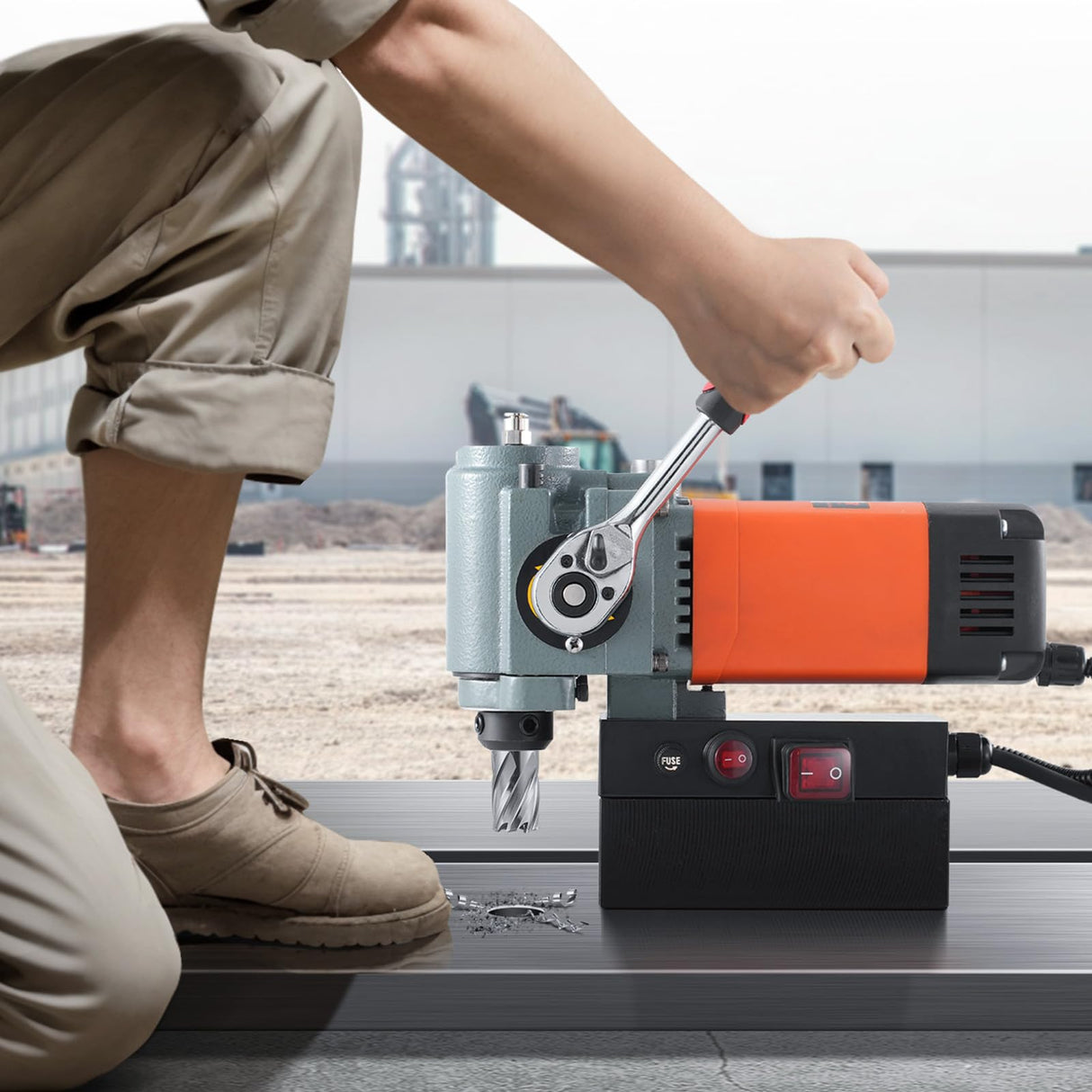 VEVOR Low Profile Magnetic Drill Press, 1300W Mag Drill, Light Weight Portable Mag Drilling Machine with Cooling Device and Overload Protection, Mag Press for Equipment Installation, Industrial VEVOR