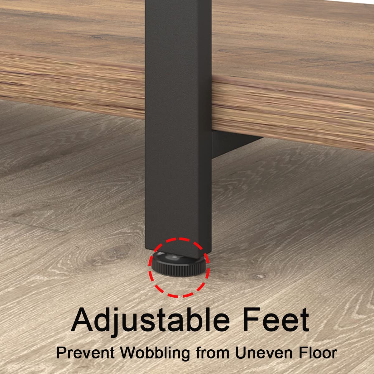 HSH Rustic Oak 6-Tier Tall Bookcase & Storage Rack with Metal Frame HSH