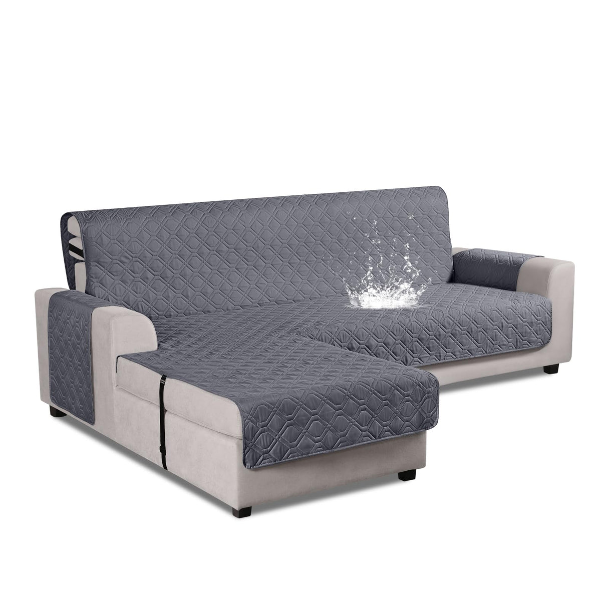 VANSOFY Upgraded Sectional Couch Covers 100% Waterproof L Shaped Sofa Slipcover Reversible Chaise Lounge Cover for Sectional Sofa Cover for Pets Cat Dog(Small,Dark Gray) VANSOFY