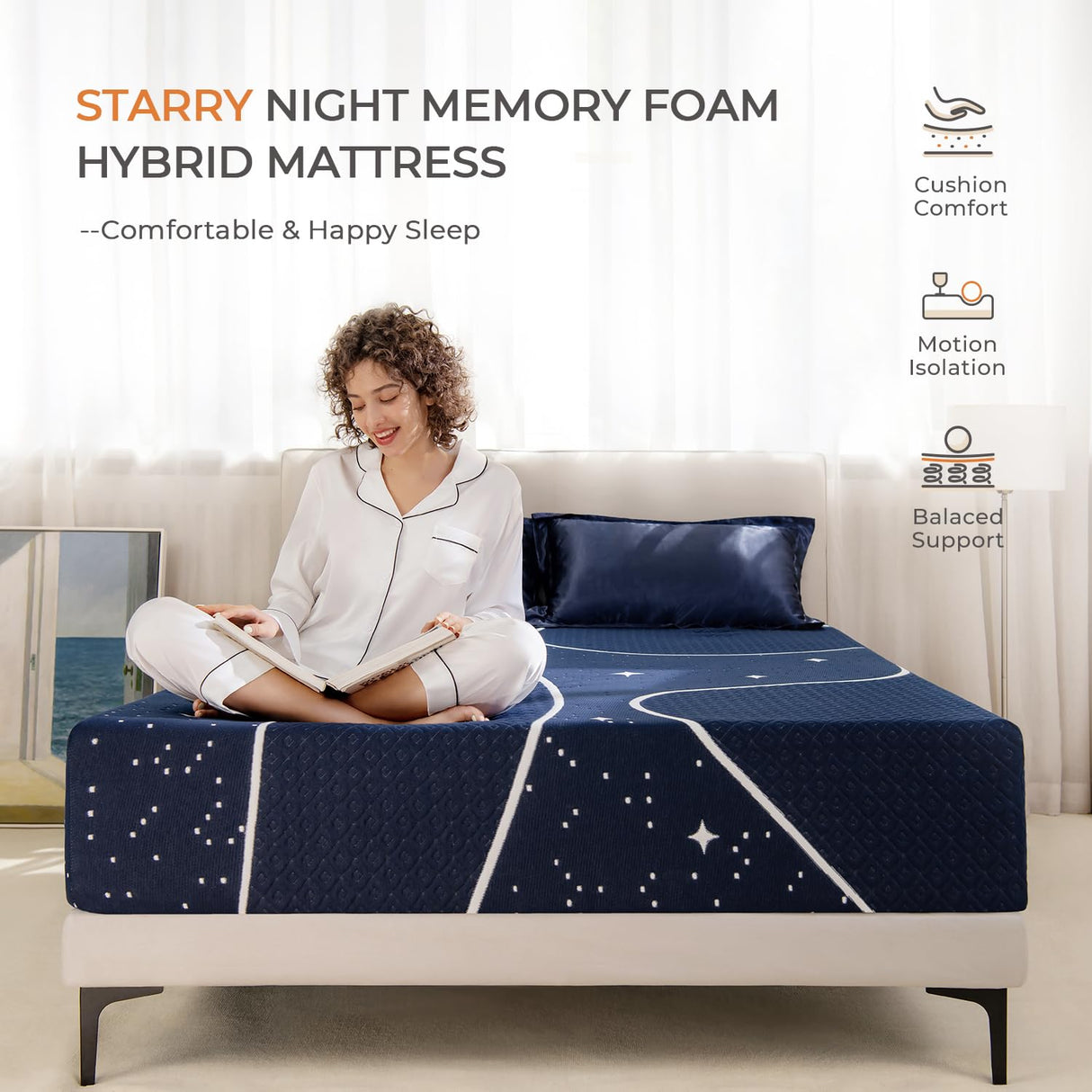 Sweetnight Queen Mattress, 12 Inch Queen Size Hybrid Mattress in a Box, Memory Foam Queen Bed Mattress with Pocketed Coils for Comfortable Sleep & Pressure Relief, Medium Soft Sweetnight