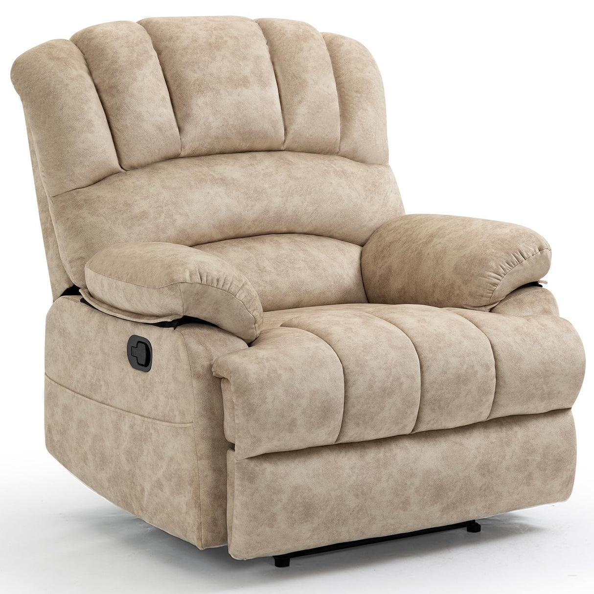 Manual Recliner Chair for Living Room, Single Sofa Recliners for Adults 350LBS, Heavy Duty Reclining Max 155 Degrees, Fabric Beige EZZUP