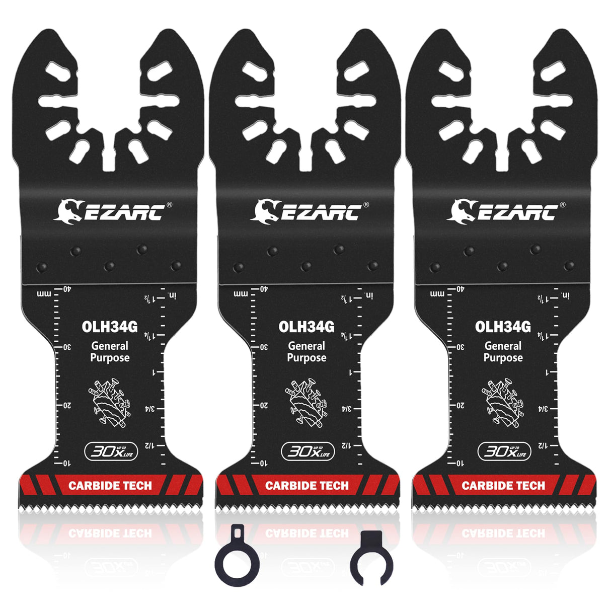 EZARC Carbide Oscillating Saw Blades, General Purpose Multitool Blades Quick Release for Metal, Nails, Wood, Plaster, Drywall and PVC, 3-Pack EZARC