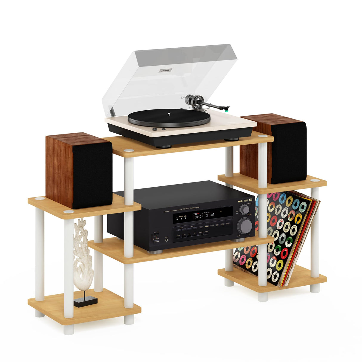 Furinno Turn-N-Tube No Tools Entertainment TV Stands, Beech/White, Square Corner Furinno