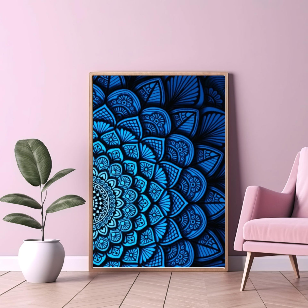 Modern Merch Mandala Diamond Art Kits for Adults, Blue and Black Pattern 5D Diamond Painting for Adults, DIY Mandala Wall Art, Cross Stitch Pattern Gem Art, Full Round Drill 12x16 Modern Merch