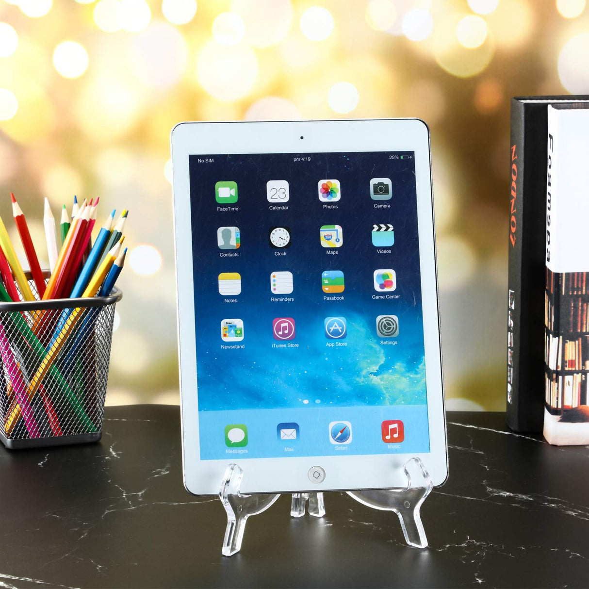 HESTYA 6 Pack 7 Inch Acrylic Easel Stand, Display Stand, Plate Holder for Display, Photo Holder Picture Frame Book(Clear) HESTYA