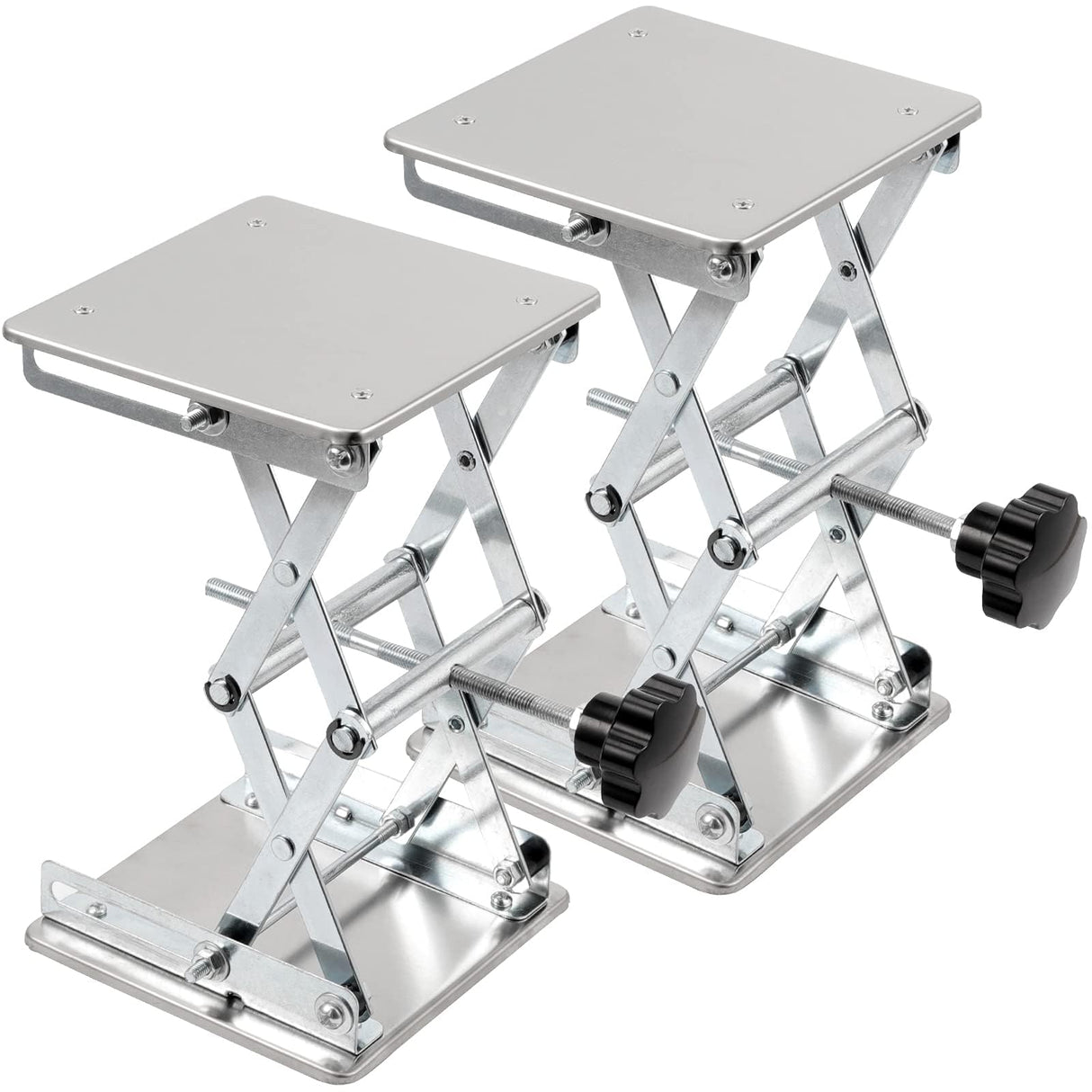 2 Pack 8 x 8 Inch Lab Scissor Jack, Stainless Steel Lab Lift Stand Table, Lab Jack Lift Platform, Expandable from 80mm to 270mm MUKCHAP