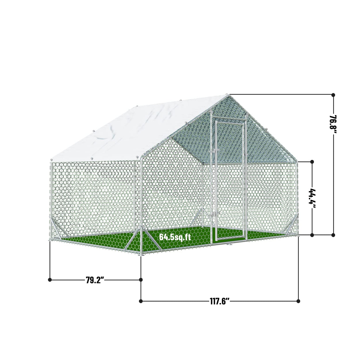 4ever2buy Large Metal Chicken Coop with Run Walk-in Poultry Cage Chicken Runs House Pen Cage Spire Roofed Chicken Coops with Anti-Ultraviolet Cover for Outdoor Backyard Farm Use 9.8’L x 6.6’W x 6.4’H 4ever2buy