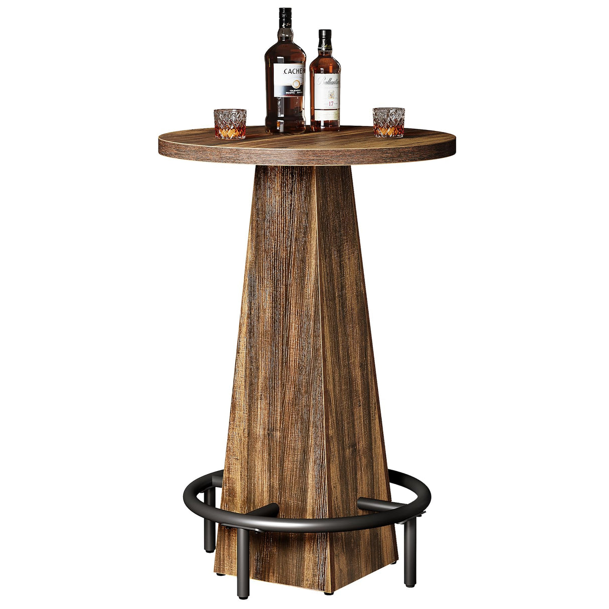 Tribesigns Bar Table, 37.4" High Round Pub Table for Small Bars, Dining Room, Kitchen, Rustic Brown (Only Table) Tribesigns
